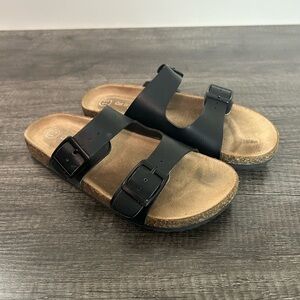Cat & Jack Girls Birkenstock Style Black Double Strap Sandals Size 13